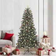 vidaXL Konstgjord julgran med 300 LED-lampor Grön 114 x 114 x 210 cm
