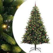 vidaXL Konstgjord Fällbar Julgran 300 LED-lampor Grön 210 cm