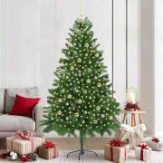 vidaXL Julgran med 300 LED-lampor med stativ Grön 210 cm PE