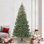 vidaXL Julgran med 300 LED-lampor med stativ Grön 240 cm PVC