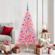 vidaXL Julgran med 150 LED-lampor med stativ Rosa 150 cm PVC
