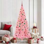 vidaXL Julgran med 300 LED-lampor med stativ Rosa 180 cm PVC