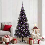 vidaXL Julgran med 300 LED-lampor med stativ Svart 180 cm PVC