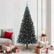 vidaXL Julgran med 300 LED-lampor med stativ Svart 210 cm PVC
