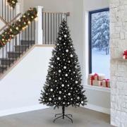 vidaXL Julgran med 300 LED-lampor med stativ Svart 240 cm PVC