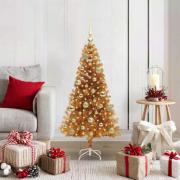 vidaXL Julgran med 150 LED-lampor med stativ Guld 120 cm PET