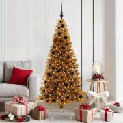 vidaXL Julgran med 300 LED-lampor med stativ Guld 180 cm PET