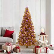 vidaXL Julgran med 300 LED-lampor med stativ Guld 180 cm PET