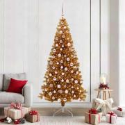 vidaXL Julgran med 300 LED-lampor med stativ Guld 210 cm PET