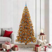 vidaXL Julgran med 300 LED-lampor med stativ Guld 210 cm PET