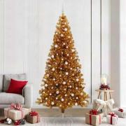 vidaXL Julgran med 300 LED-lampor med stativ Guld 240 cm PET