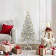vidaXL Julgran med 150 LED-lampor med stativ Silver 120 cm PET