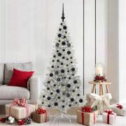 vidaXL Julgran med 300 LED-lampor med stativ Silver 180 cm PET