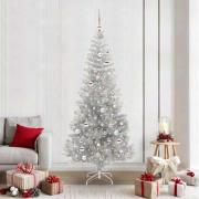 vidaXL Julgran med 300 LED-lampor med stativ Silver 210 cm PET