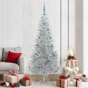 vidaXL Julgran med 300 LED-lampor med stativ Silver 210 cm PET