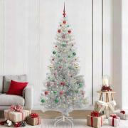 vidaXL Julgran med 300 LED-lampor med stativ Silver 240 cm PET