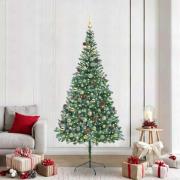 vidaXL Konstgjord julgran med 300 LED-lampor Grön 210 cm PVC och Stål