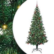vidaXL Konstgjord Förbelyst Julgran Grön 210 cm PVC och metall
