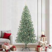vidaXL Konstgjord Julgran Snöflockad med LED Ljus Grön och Vit 240 cm