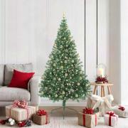 vidaXL Konstgjord Förbelyst Julgran med 300 LED-lampor Grön 180 cm PVC