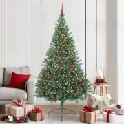 vidaXL Konstgjord Förbelyst Julgran med 300 LED-lampor Grön 210 cm PVC