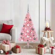 vidaXL Konstgjord Förbelyst Julgran med 150 LED-lampor Rosa 120 cm PVC