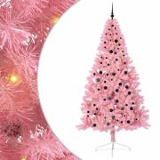 vidaXL Konstgjord Förbelyst Julgran med 300 LED-lampor Rosa 240 cm PVC