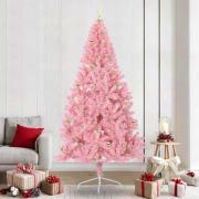 vidaXL Konstgjord Förbelyst Julgran med 300 LED-lampor Rosa 240 cm PVC