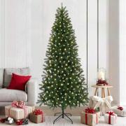 vidaXL Konstgjord julgran med 300 LED-lampor Grön 210 cm PE och PVC