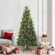 vidaXL Plast Hingad Julgran med 300 LED-lampor Grön 210 cm PE och PVC
