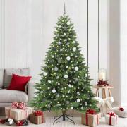 vidaXL Konstgjord julgran med 300 LED-lampor Grön 210 cm PE och PVC