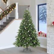 vidaXL Konstgjord julgran med 300 LED-lampor Grön 240 cm PE och PVC