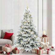 vidaXL Konstgjord julgran med 300 LED-lampor Grön 210 cm PE och PVC