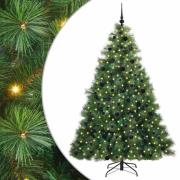 vidaXL Konstgjord julgran med 300 LED-lampor Grön 210 cm PE och PVC