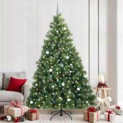 vidaXL Konstgjord julgran med 300 LED-lampor Grön 240 cm PE och PVC