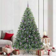 vidaXL Konstgjord julgran med 300 LED-lampor Grön 210 cm PE och PVC
