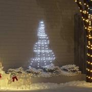 vidaXL LED Julgran med 112 LED-lampor Kallvit 182 cm Metall