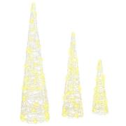 vidaXL Julgran med 90 LED-lampor 3 pcs Varmvit 20 x 20 x 80 cm Akryl
