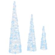 vidaXL Julgran med 90 LED-lampor 3 pcs Kallvit 20 x 20 x 80 cm Akryl