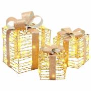 vidaXL Presentlåda med 60 LED-lampor 3 pcs Varmvit 20 x 20 x 20 cm PET
