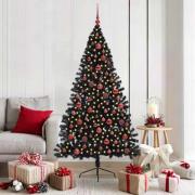 vidaXL Konstgjord Förbelyst Julgran Svart 180 cm PVC