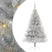 vidaXL Konstgjord Förbelyst Julgran Silver 150 cm PET