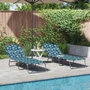 vidaXL Hopfällbar solstol med kudde 2 pcs Grön 56 x 189 x 87cm tyg
