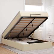 vidaXL Ottoman sängram med madrass gräddvit 120x200 cm tyg