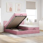 vidaXL Ottoman sängram med madrasser rosa 160x200 cm sammet