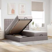 vidaXL Ottoman sängram med madrasser taupe 180x200 cm tyg