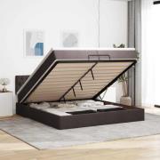 vidaXL Ottoman sängram med madrasser mörkbrun 200x200 cm tyg