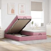 vidaXL Ottoman sängram med madrasser rosa 160x200 cm sammet