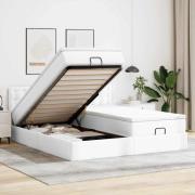 vidaXL Ottoman sängram med madrasser vit 160x200 cm konstläder