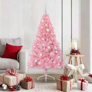 vidaXL Konstgjord Förbelyst Julgran med 150 LED-lampor Rosa 150 cm PVC